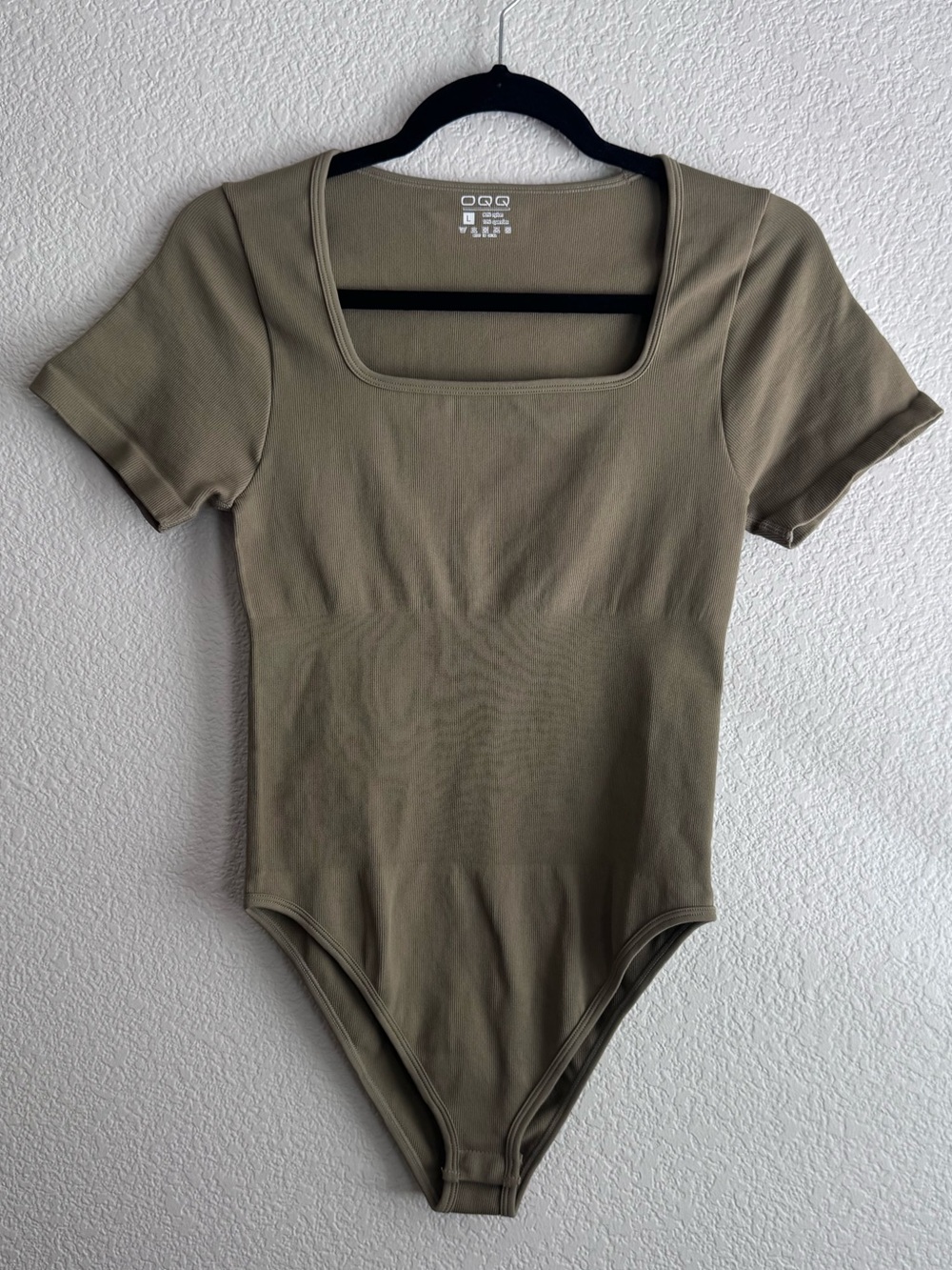 QQQ Square Neck Short Sleeve Bodysuit in Olive | Large